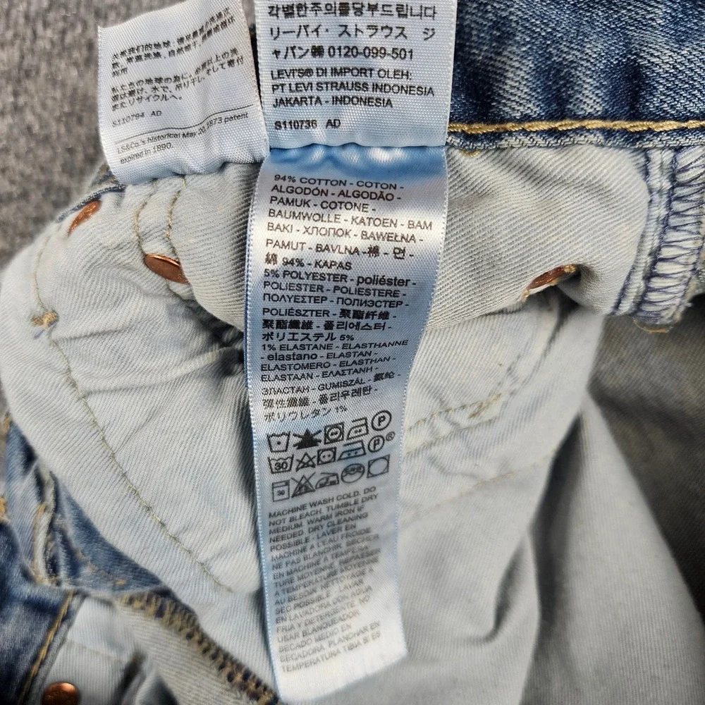 Levi 501 Jeans Men's 30x30(28) Original Fit Button Fly Straight Light Wash Denim